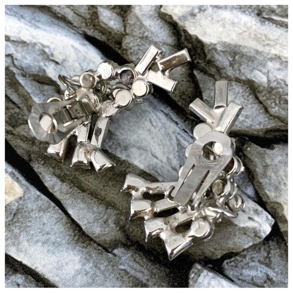 Vintage Juliana DeLizza Elster D&E Art Glass Rhinestone Ear Climber Clip Earring - Picture 7 of 7